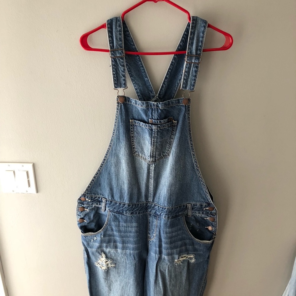 Distressed overalls